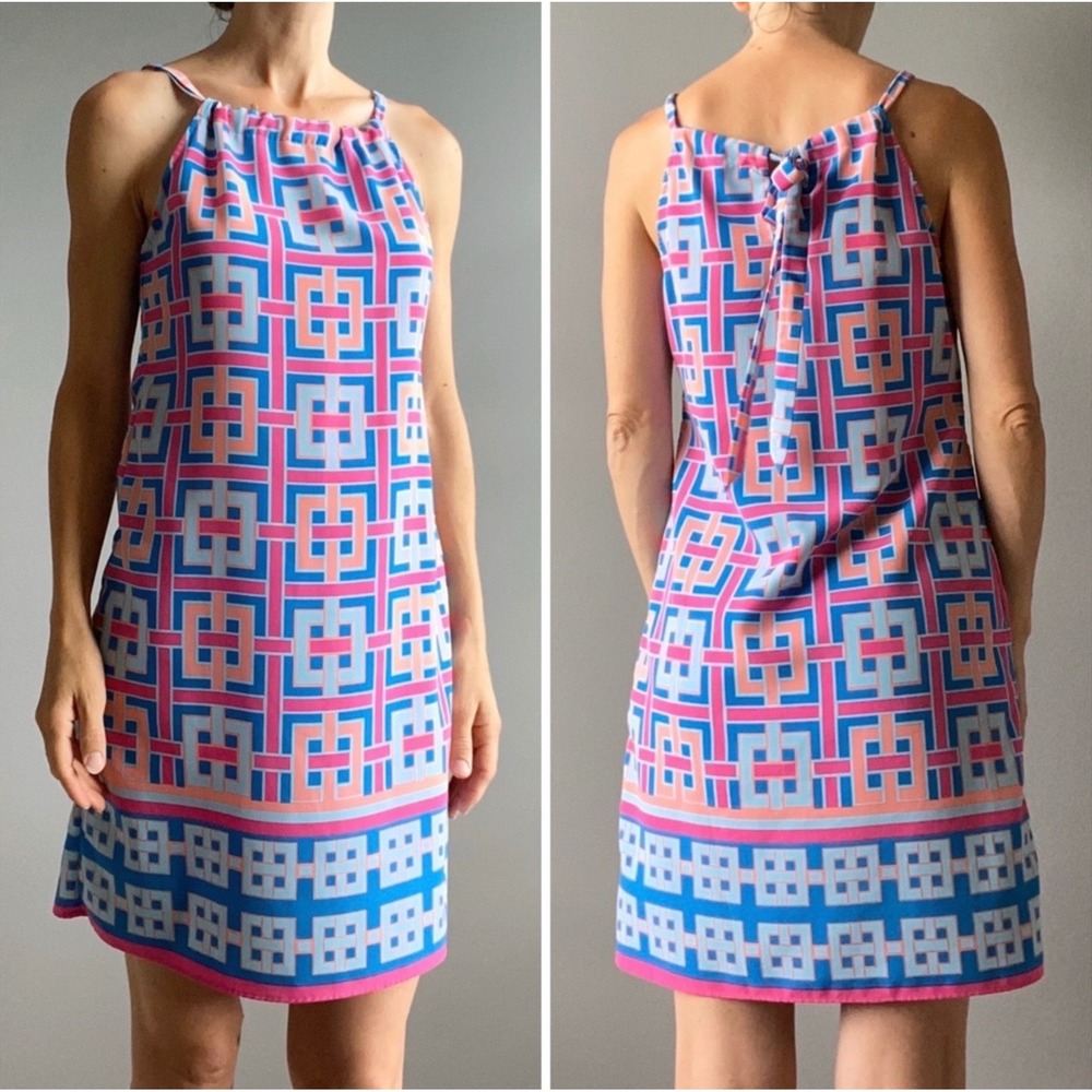 Crown & Ivy Petite Geometric Print Halter‎ Mini Dress Petite Small PS